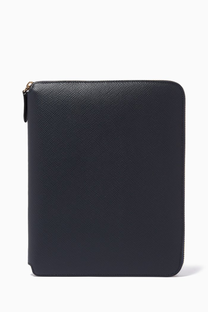 

Panama A5 Zip Writing Folder in Calf Leather, Blue