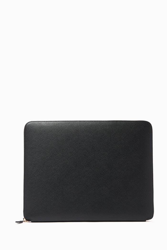 

Panama A4 Zip Writing Folder in Crossgrain Leather, Black