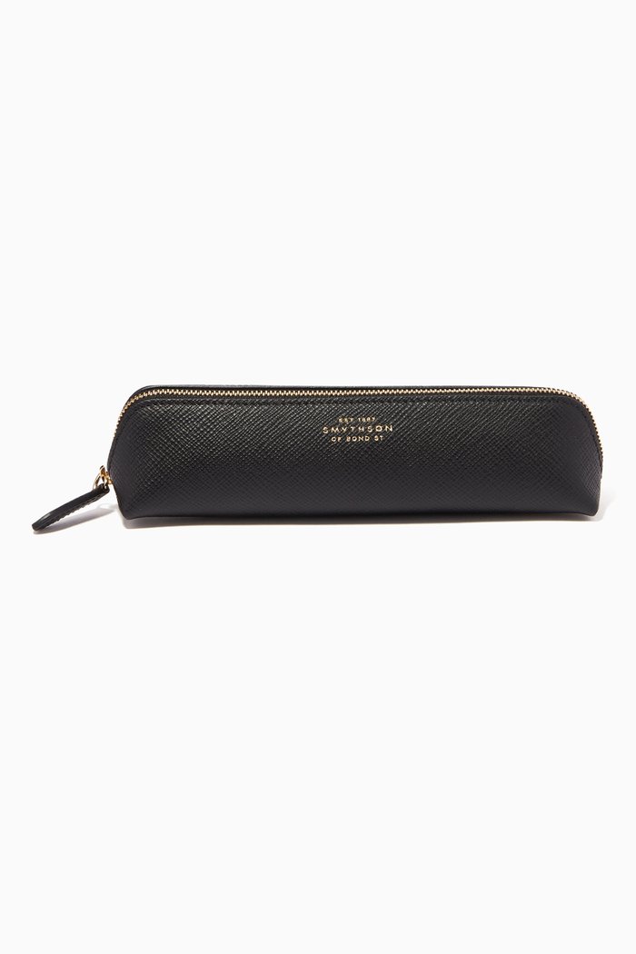 

Panama Pencil Case in Crossgrain Leather, Black