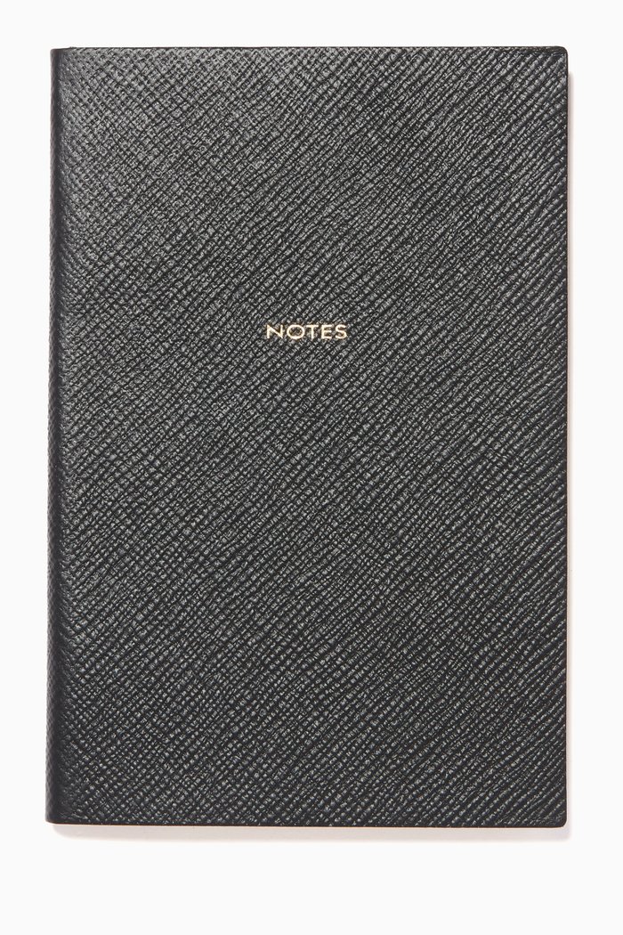 "Notes" Panama Chelsea Notebook in Crossgrain Leather, Black