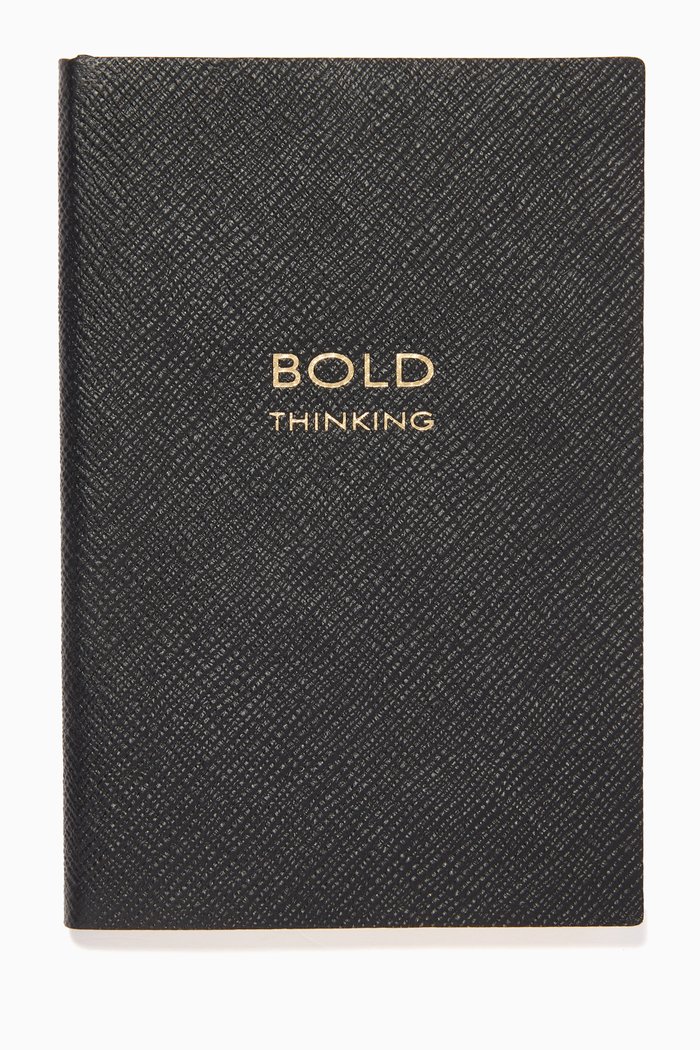 

"Bold Thinking" Panama Chelsea Notebook in Crossgrain Leather, Black