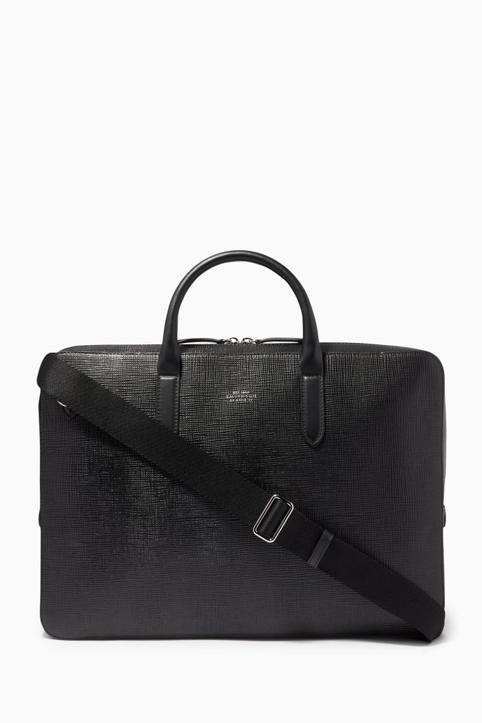 

Panama Slim Lightweight Briefcase in Crossgrain Leather, Black