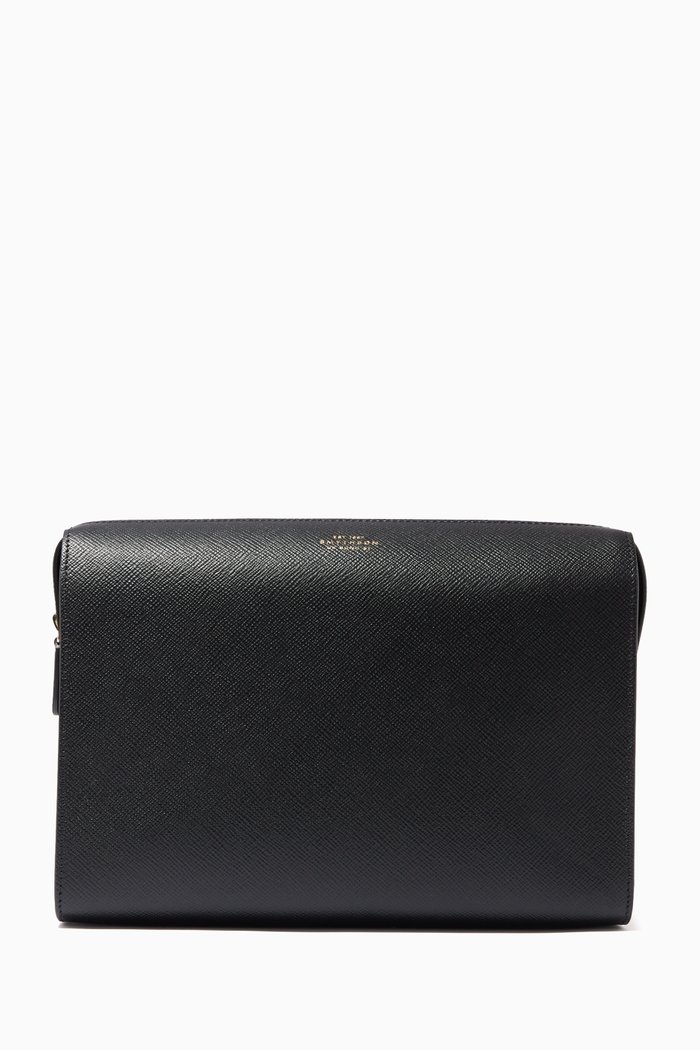 

Panama Toiletry Bag in Crossgrain Leather, Black