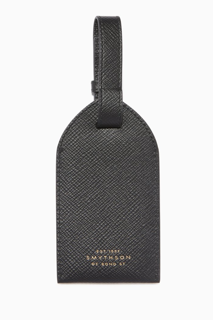

Panama Luggage Tag in Crossgrain Leather, Black