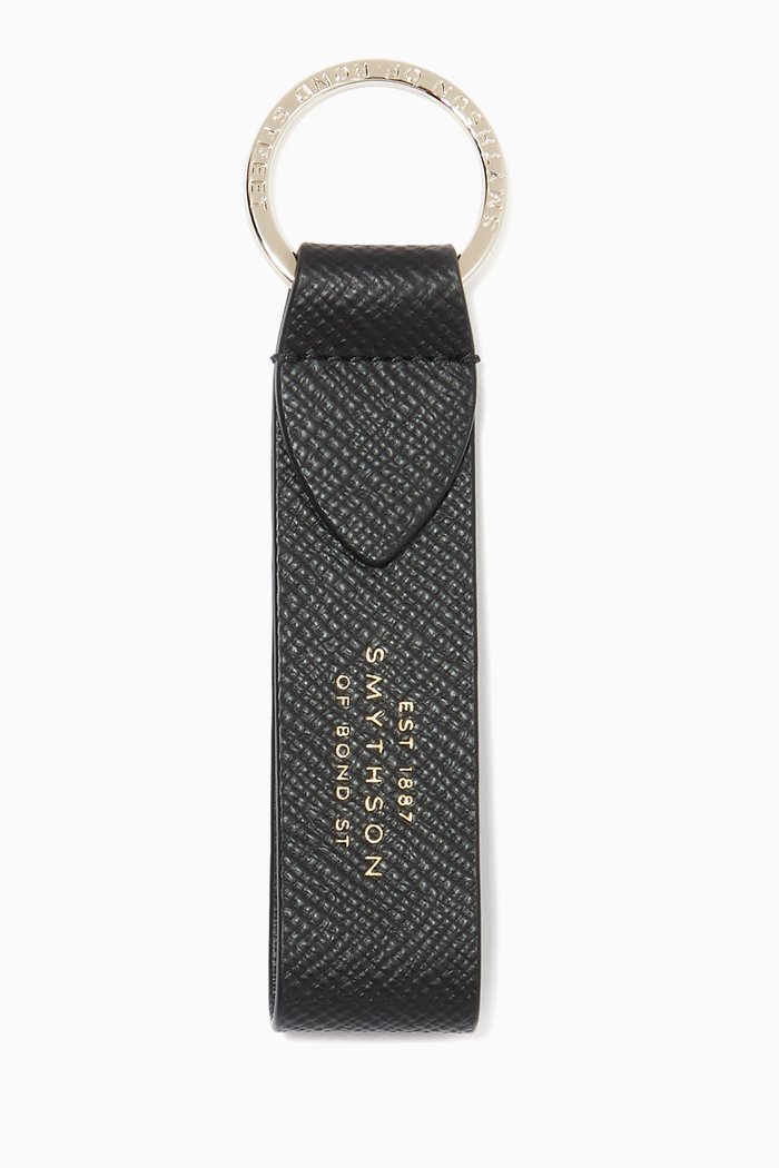 

Panama Strap Keyring in Crossgrain Leather, Black