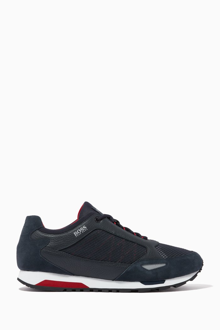 

Parkour Running Sneakers in Leather, Blue