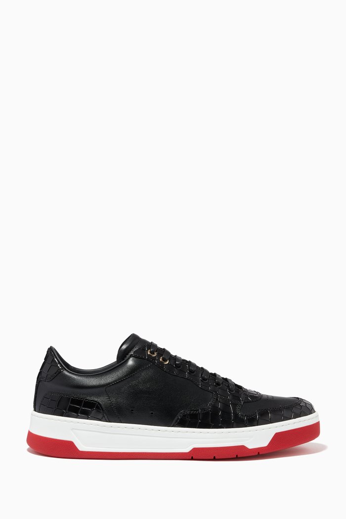 

Baltimore Sneakers in Croc-Embossed Leather, Black