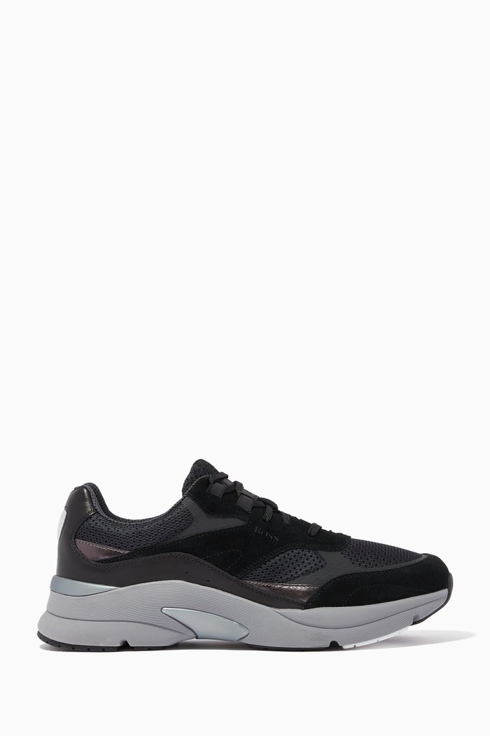 Ardical Hybrid Running Sneakers in Suede, Black