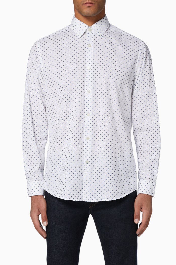 Lukas 53 Printed Cotton Shirt, Blue