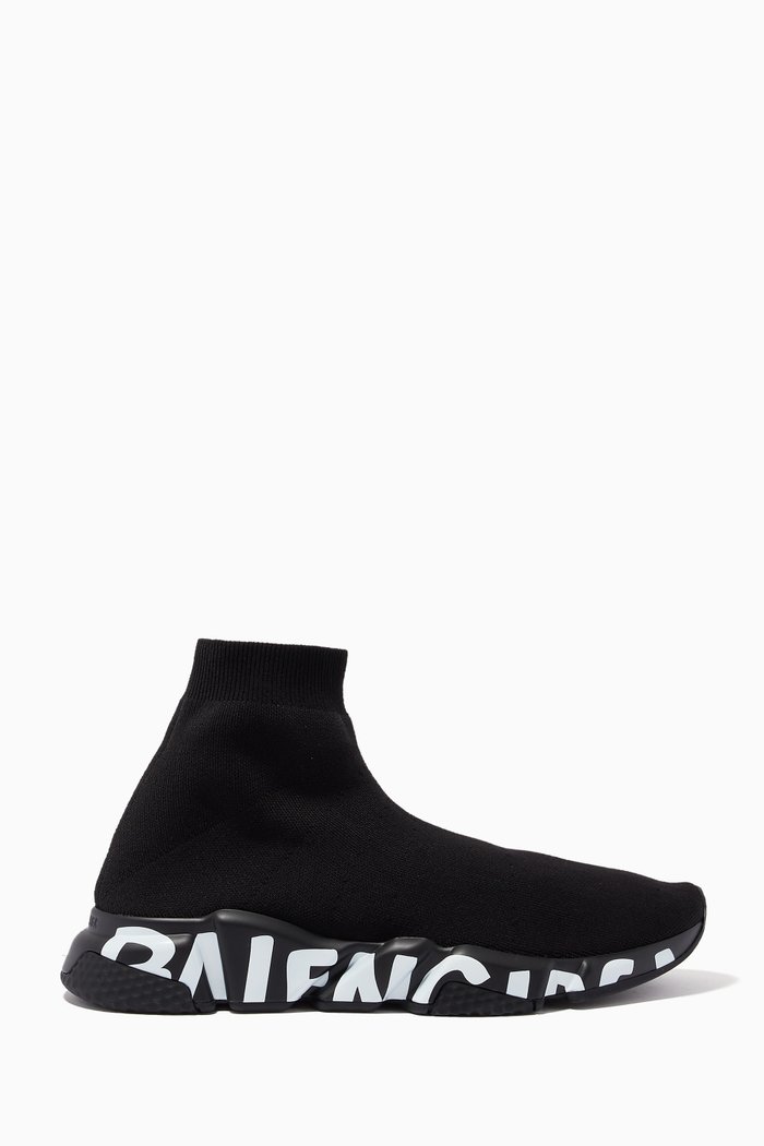 Speed Graffiti Sneakers in Jacquard Knit, Black