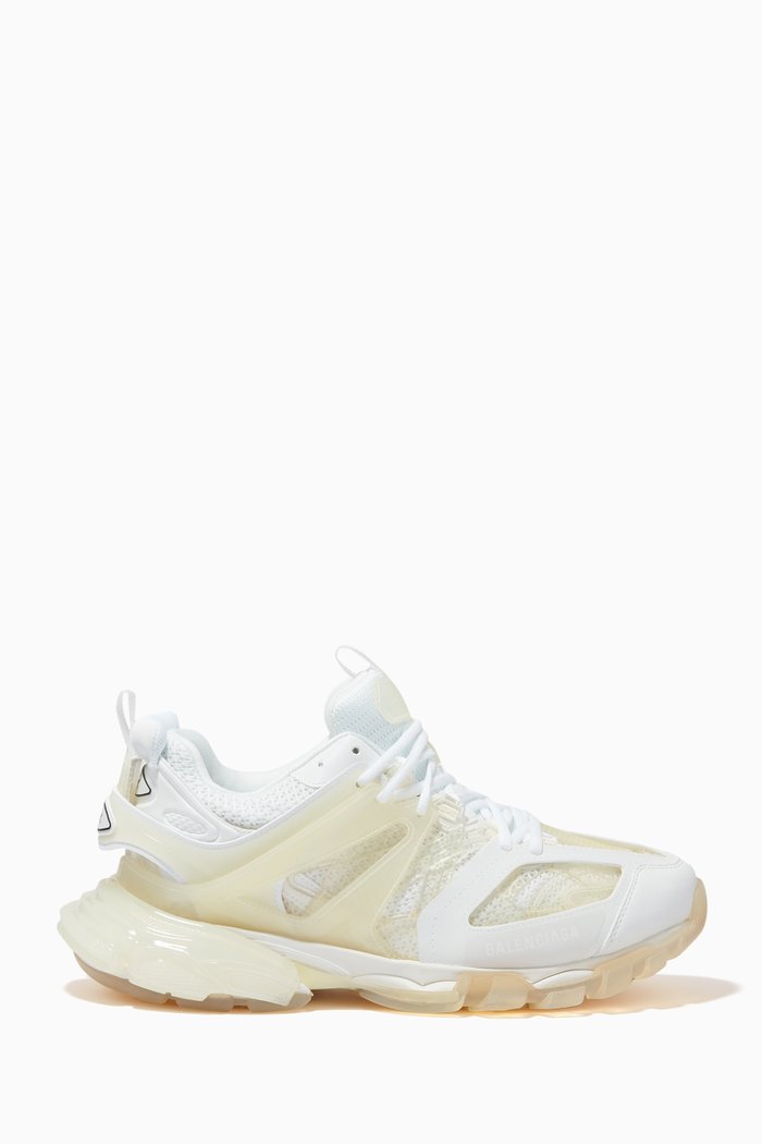Track Clear Sole Sneakers in Mesh & Nylon, White