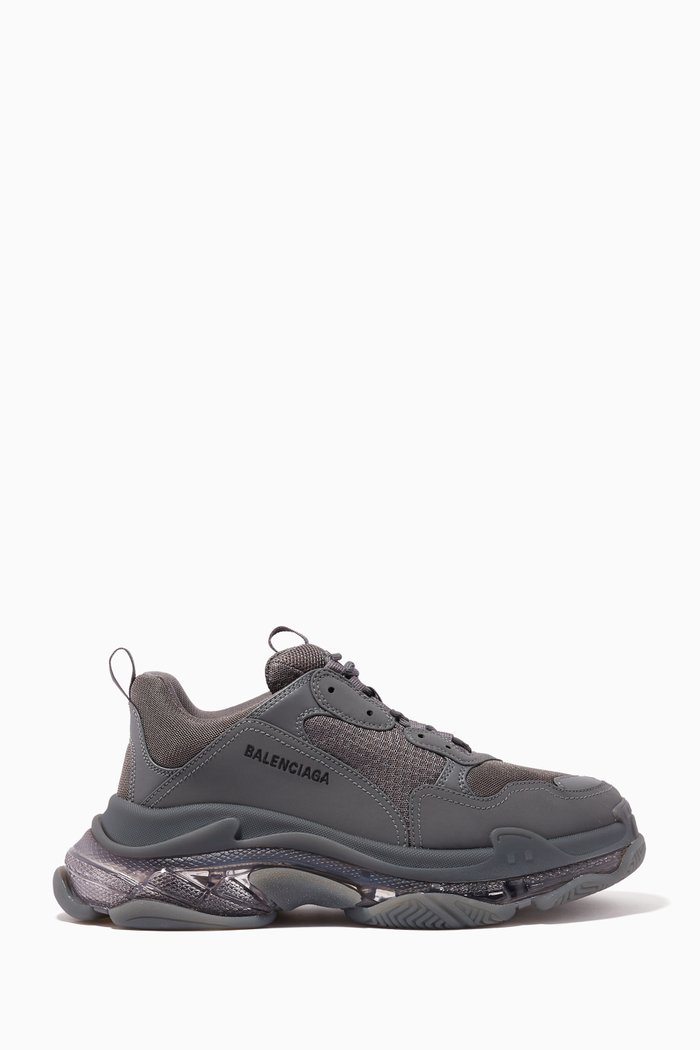 Triple S Clear Sole Sneaker in Double Foam & Mesh, Grey