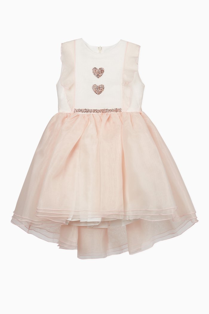 

Heart Embroidery Oranganza Dress, Pink