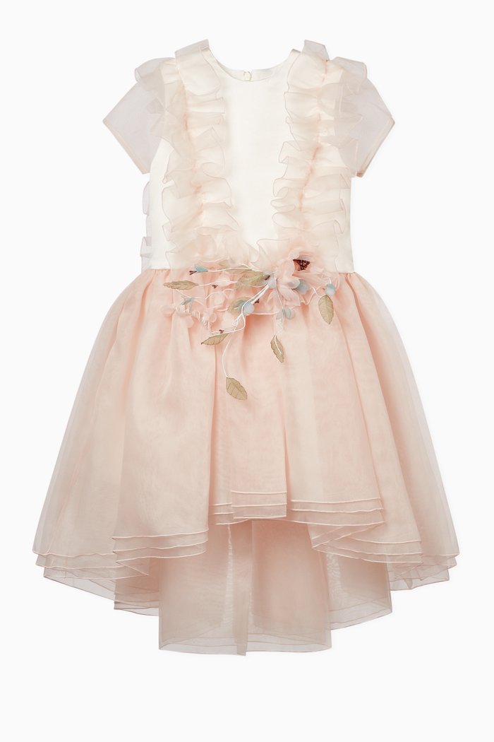 

Floral Organza High-Low Dress, Pink