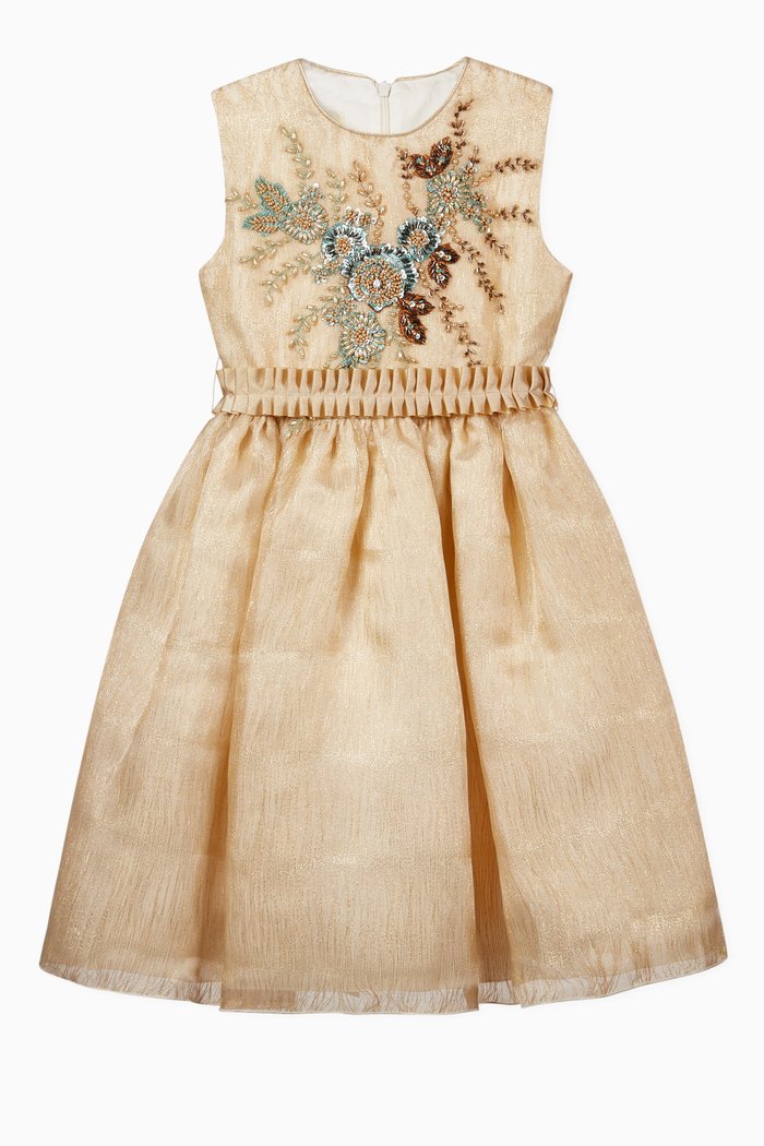 

Floral Embroidered Dress, Gold