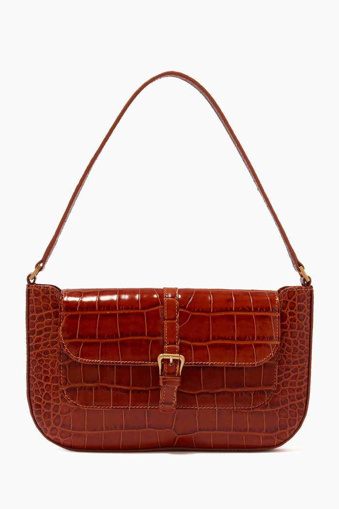 

Miranda Bag in Croco Embossed Leather, Brown