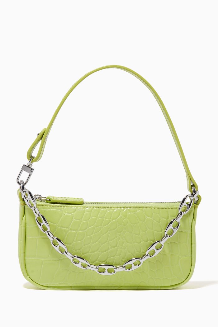 

Mini Rachel Bag in Croco Embossed Leather, Green