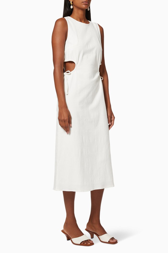 

Pressed Flowers Draw Side Midi Dress, Neutral
