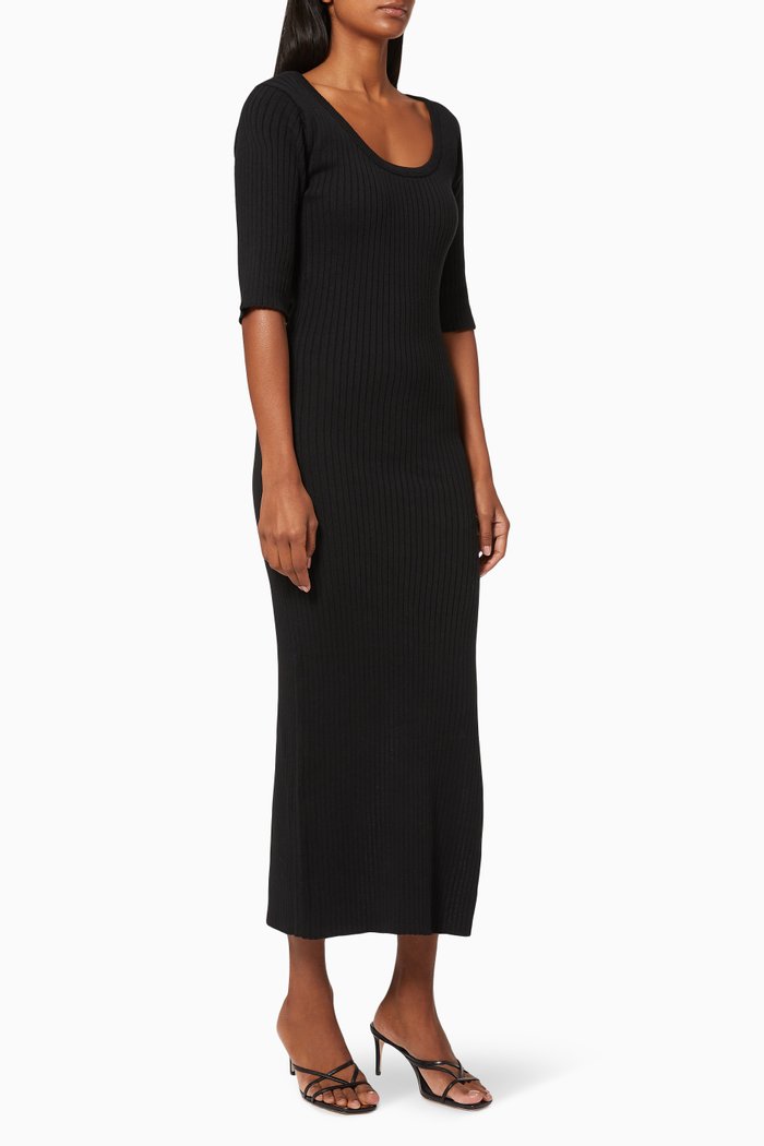 

Dunes Rib Knit Scoop Maxi Dress, Black