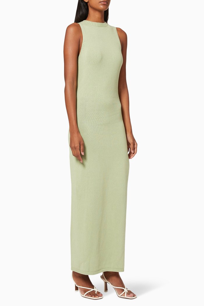 Cast Away Knit Maxi Tank Dress, Green