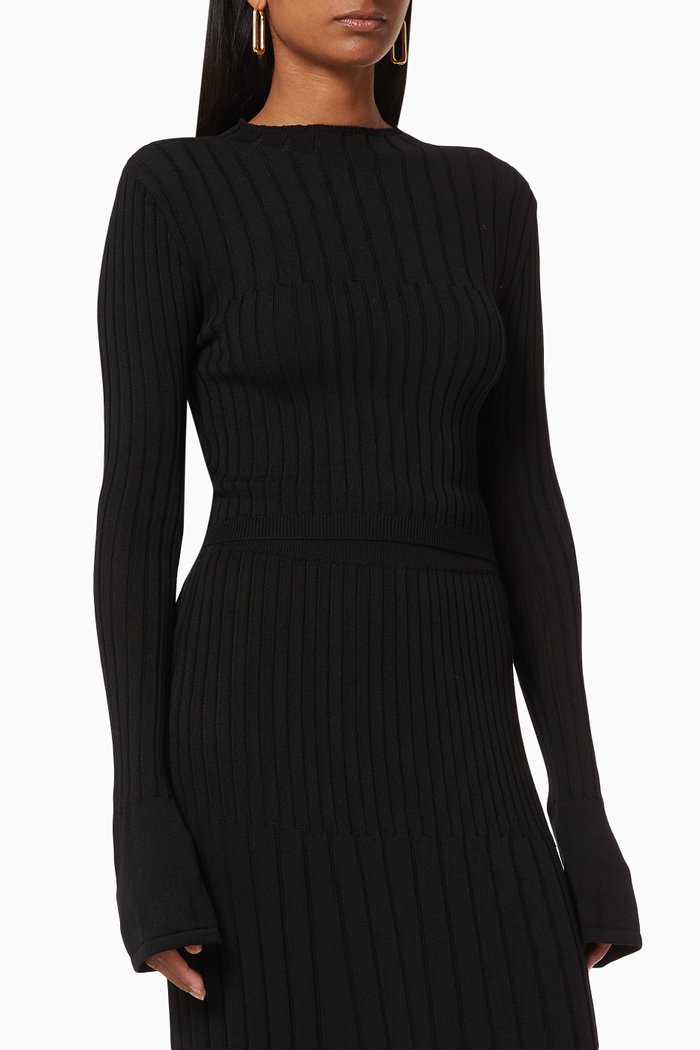 

Crop Top in Ribbed Knit, Black