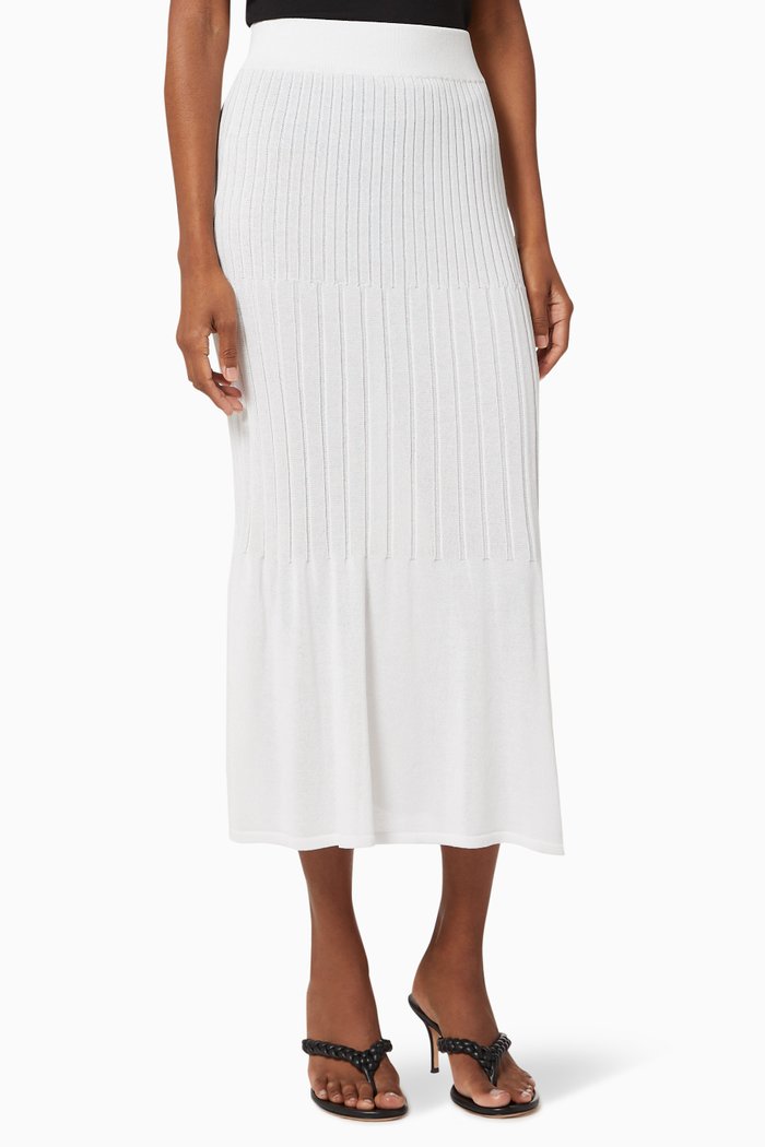 

Midi Skirt in Ribbed Knit, White