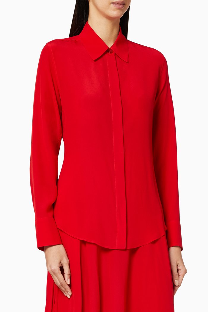 

Willow Silk Crepe de Chine Shirt, Red
