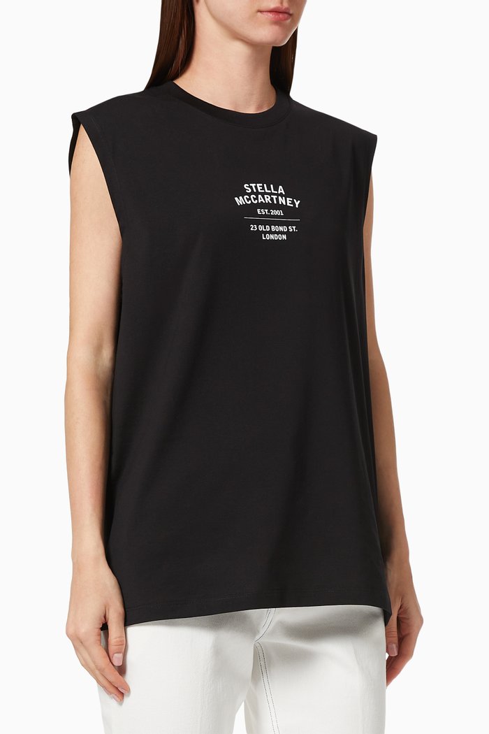 

23 OBS Sleeveless T-shirt in Organic Cotton, Black