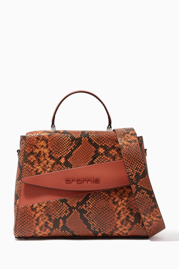 

Classic Handbag in Leather, Orange