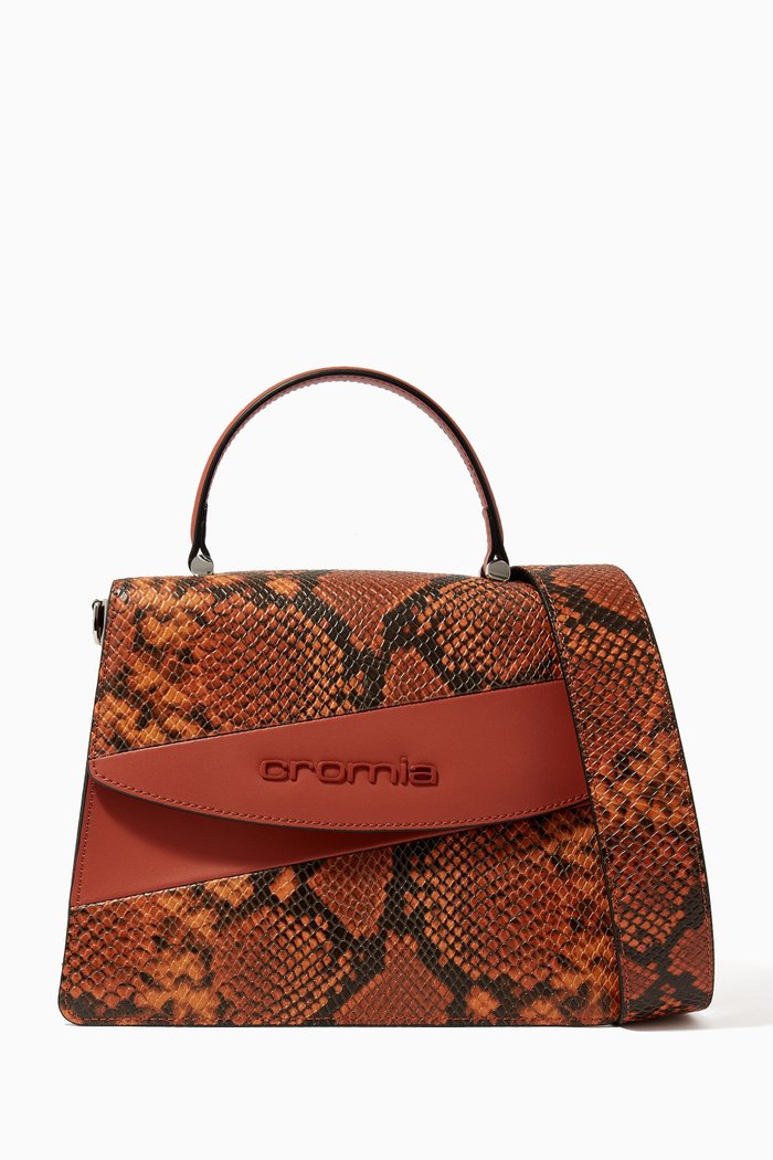 

Classic Handbag in Leather, Orange