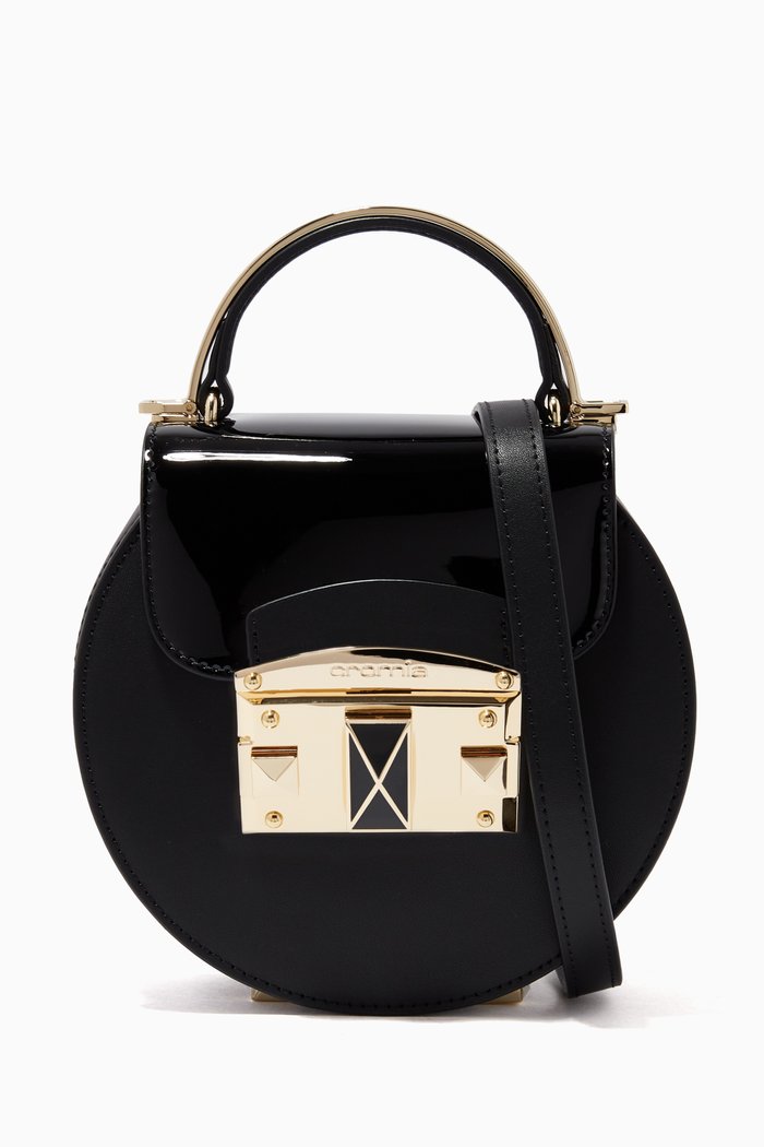 

It Colored Round Bag in Leather, Black