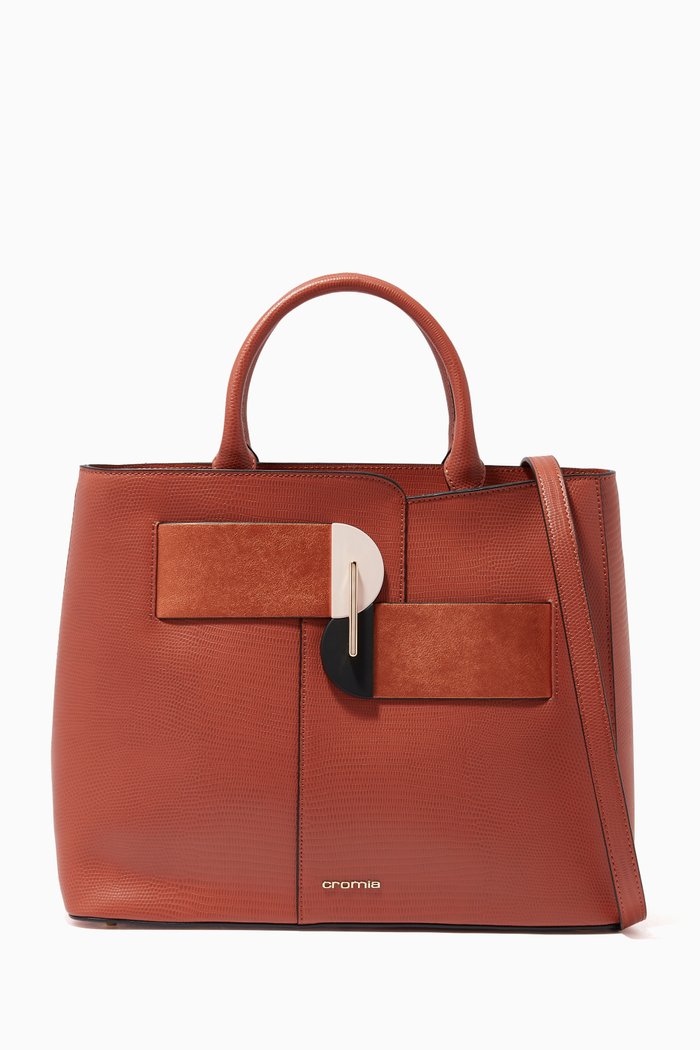 

Princess Handbag in Lizard Leather, Brown