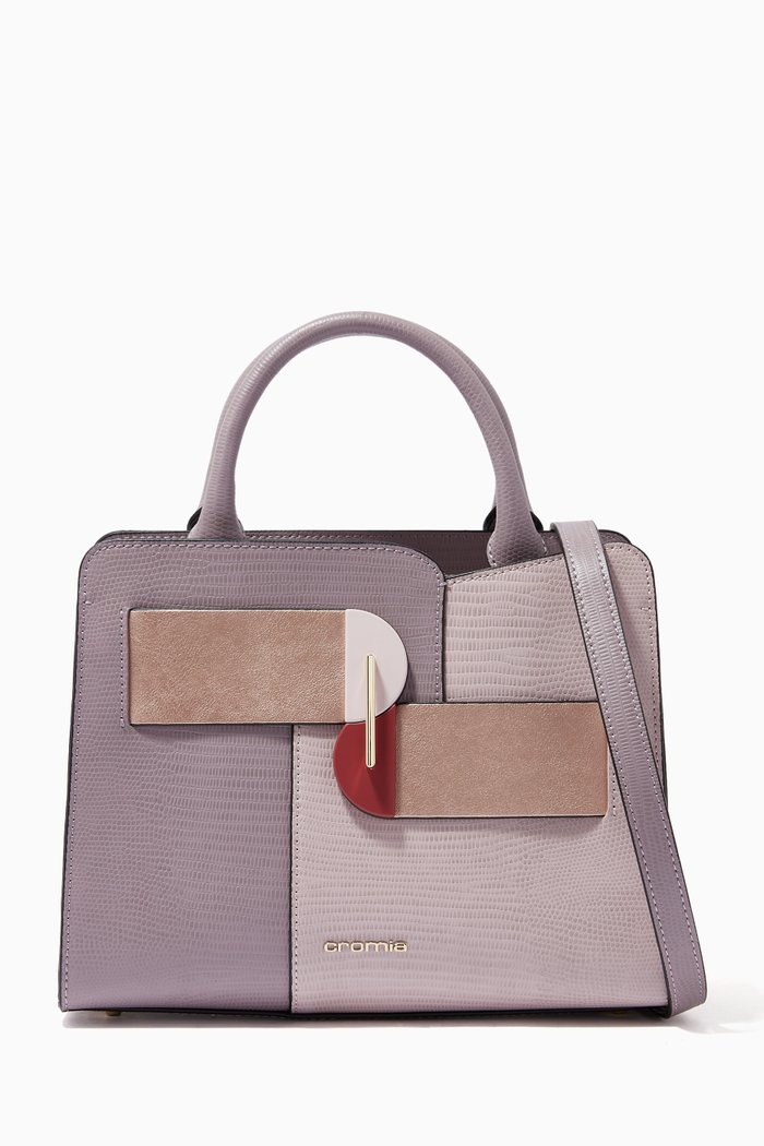 

Small Princess Handbag in Lizard Leather, Purple