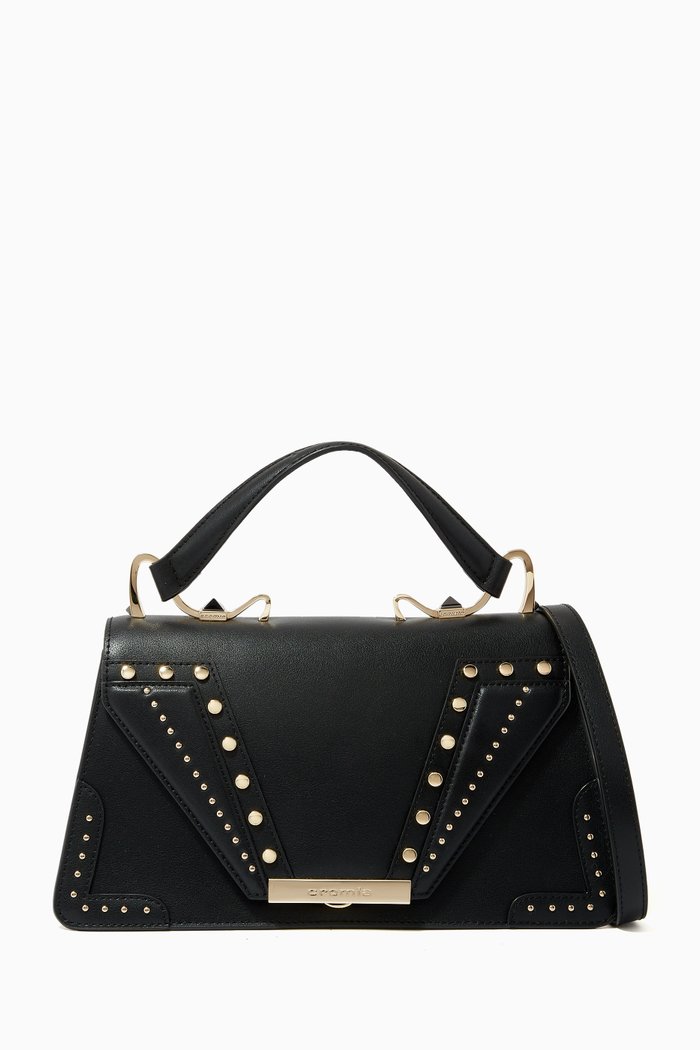 

Large Wonder Handbag in Studded Leather, Black