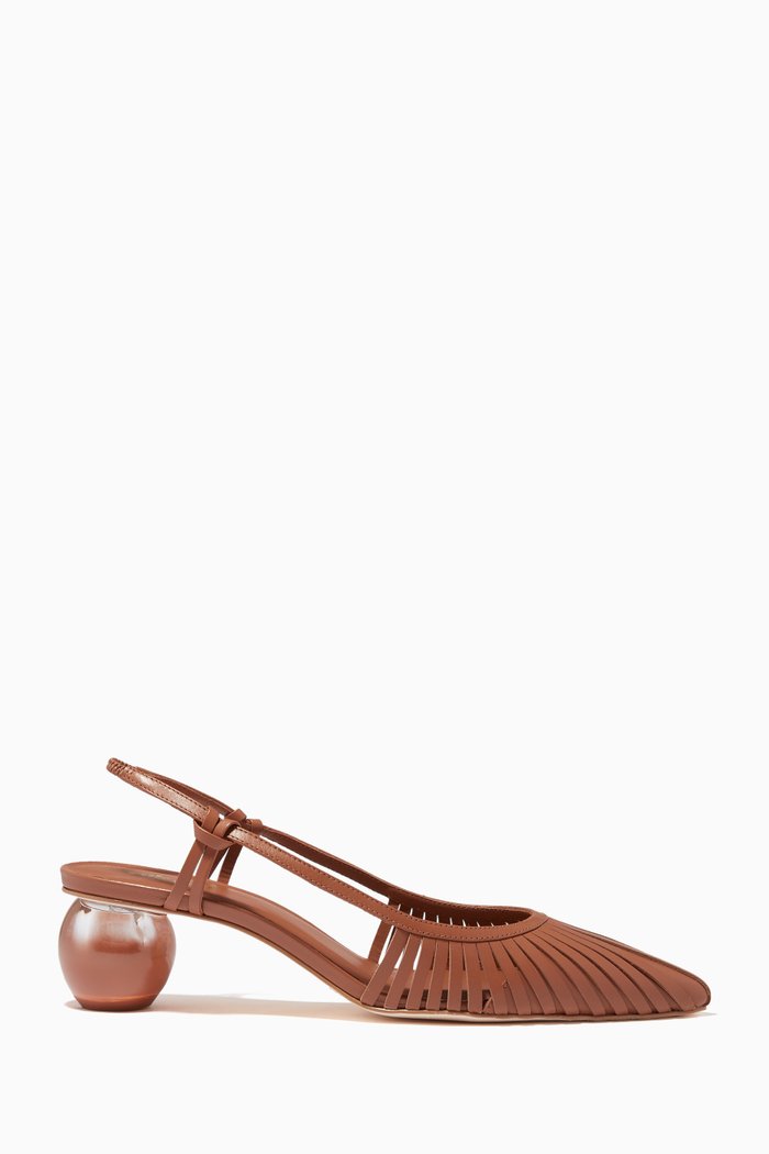 

Alia Slingback Pumps in Leather, Brown