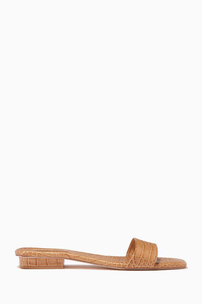 

Maya Sandals in Croc Embossed Leather, Neutral