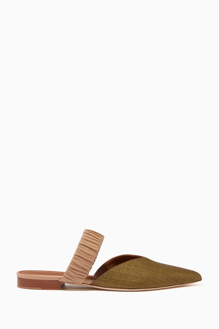

Matilda Flats in Raffia & Nappa Leather, Green