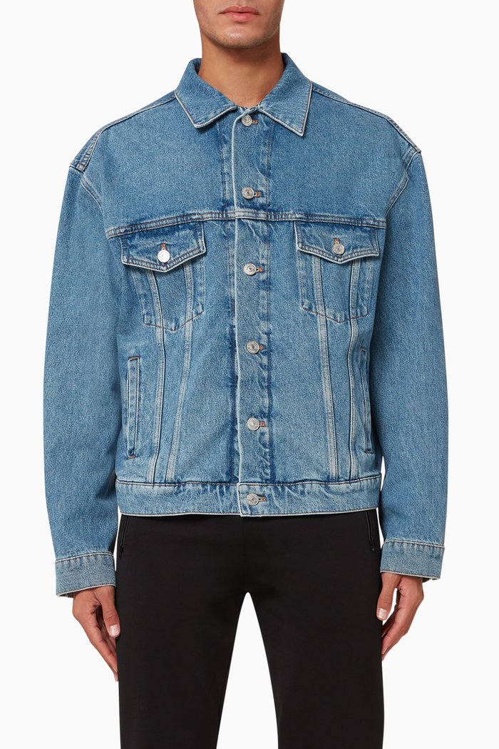 

Languages Large Fit Jacket in Organic Japanese Denim, Blue