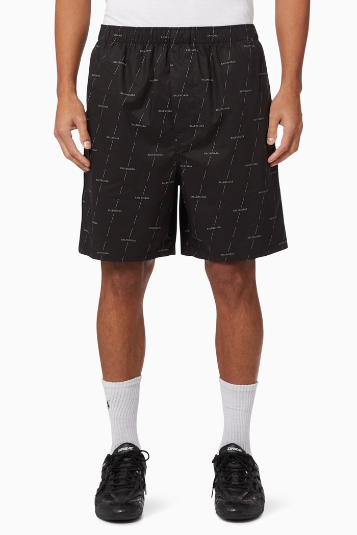 

Logo Bermuda Shorts in Cotton Poplin, Black