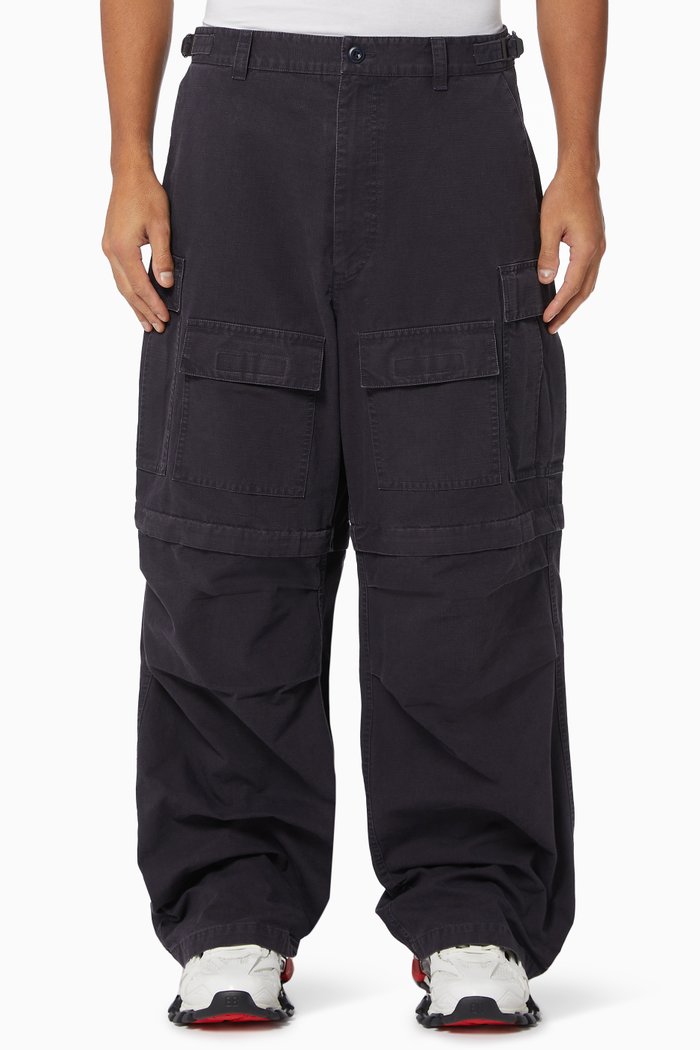 Large Cargo Pants in Cotton Ripstop, Blue