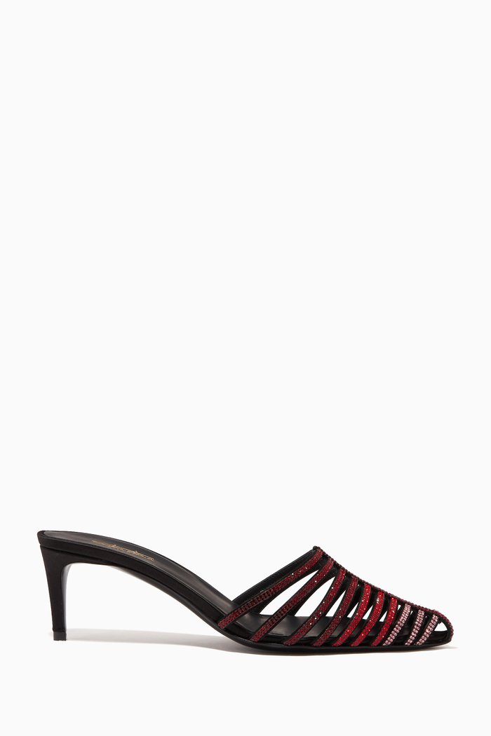 

Cage Strass Mules in Satin, Red