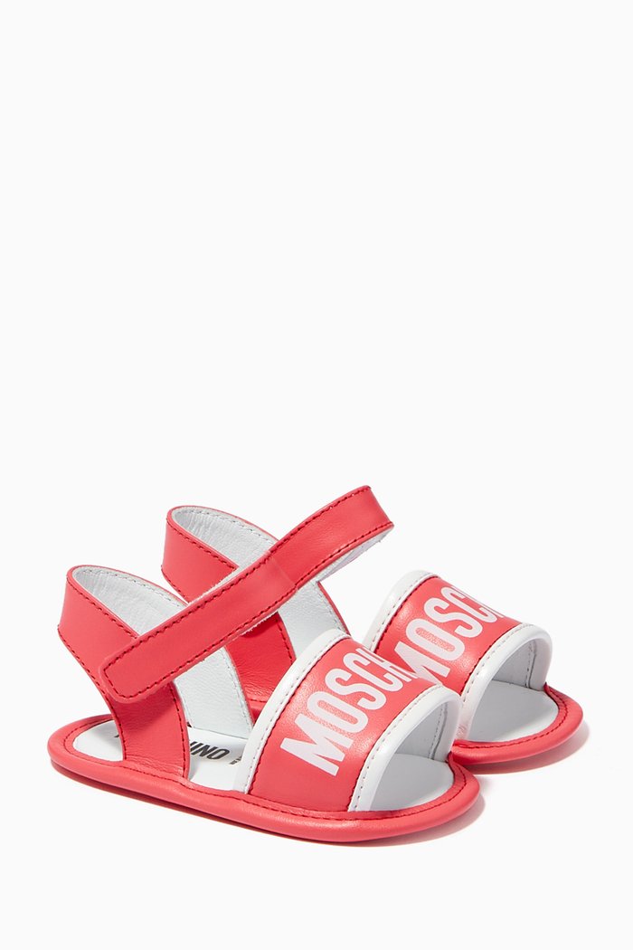 

Logo Sandals in Leather, Red