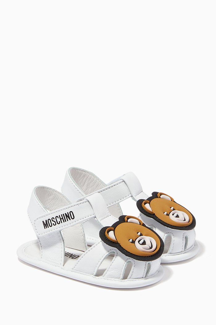

Teddy Bear Sandals in Leather, White