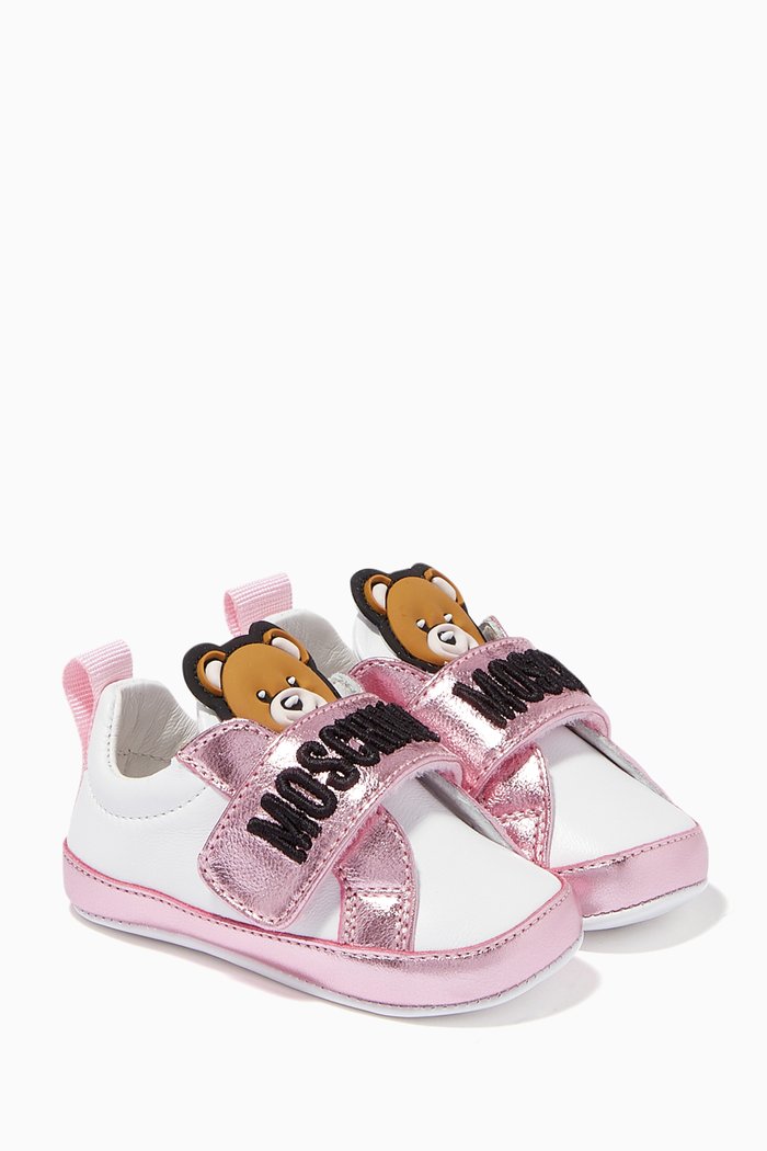 

Teddy Bear Sneakers in Leather, White