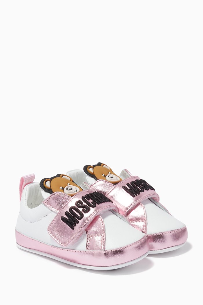 Teddy Bear Sneakers in Eco Leather, Pink