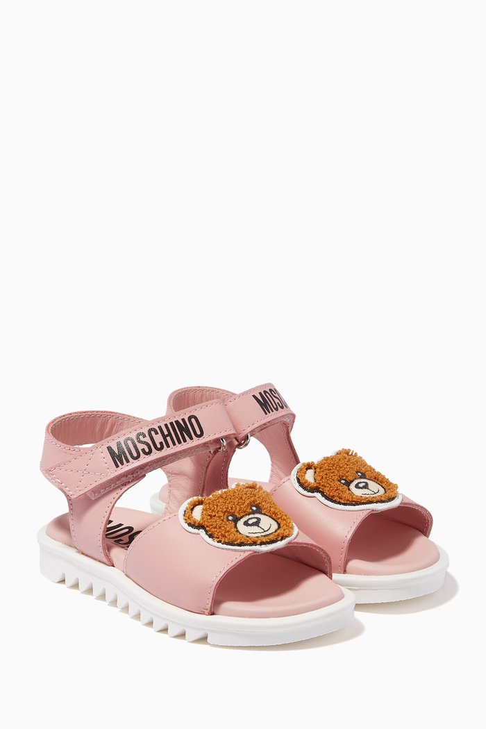 

Teddy Bear Velcro Sneakers in Leather, Pink