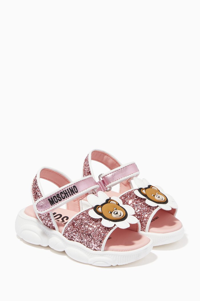 

Teddy Bear Sandals in Glitter, Pink