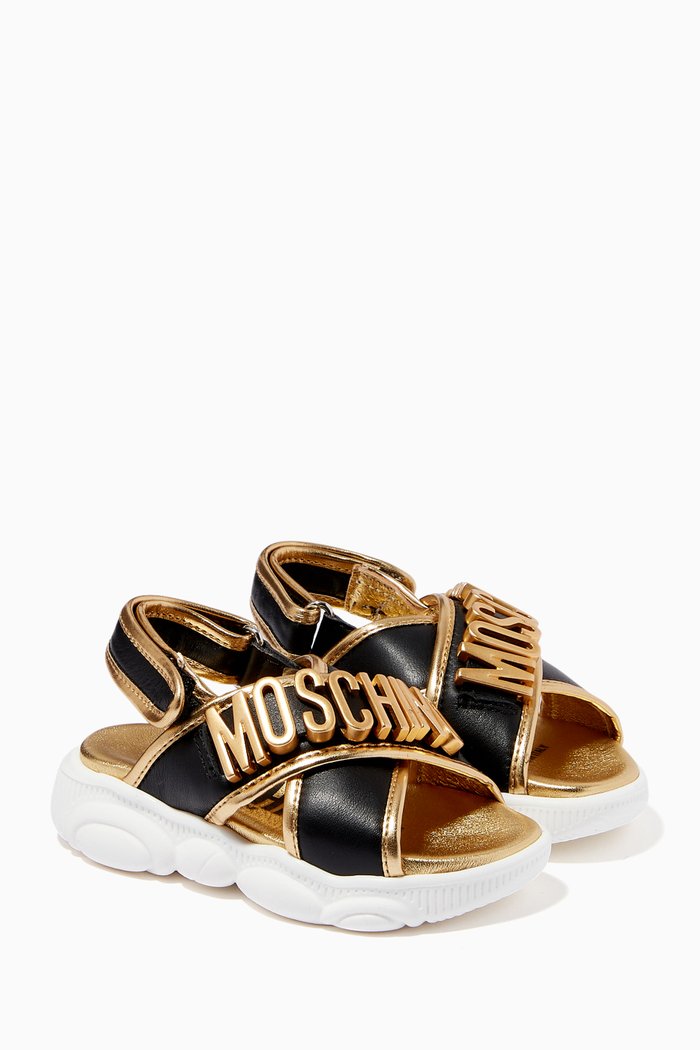 

Logo Sandals in Leather, Black