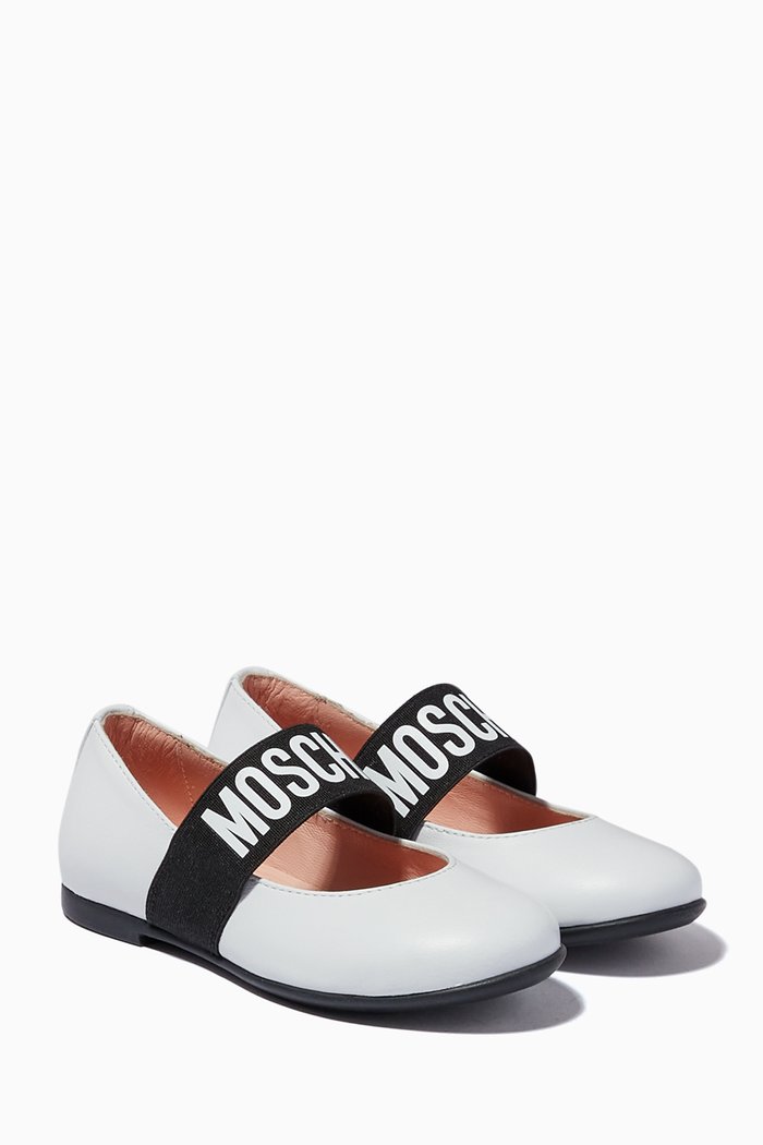 

Logo Band Ballerinas in Leather, White