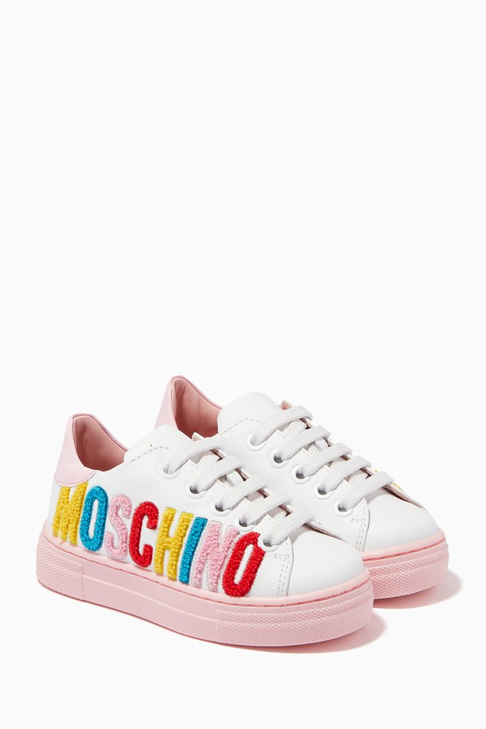

Logo Platform Sneakers in Leather, White